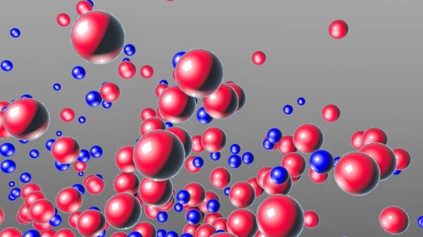 красные и синие трехмерные сферы. абстрактный фон. 3D рендеринг
