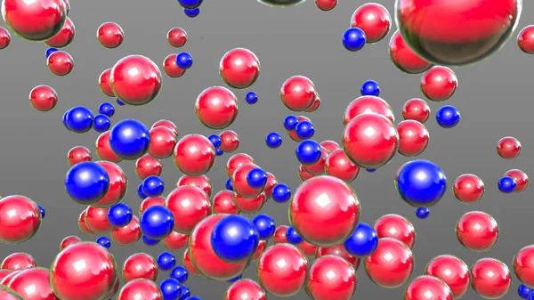 Czerwony Niebieski Kulki Trójwymiarowy Streszczenie Tło Renderowania — Zdjęcie stockowe