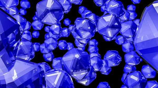 Blue Three Dimensional Crystals Abstract Background Rendering — Stock Photo, Image