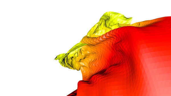 красный оранжевый абстрактная фигура. низкополимерная модель. 3D рендеринг
