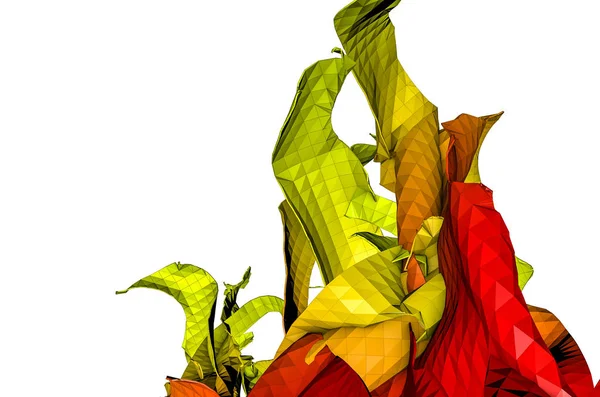 Красный Оранжевый Абстрактная Фигура Низкополимерная Модель Рендеринг — стоковое фото