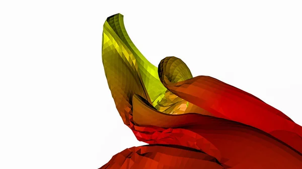 Figura Abstrata Laranja Vermelha Modelo Low Poly Renderização — Fotografia de Stock