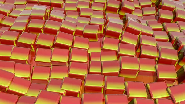 Червоно Помаранчеві Глянцеві Тривимірні Кубики Абстрактний Фон Візуалізація — стокове фото