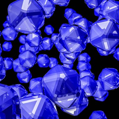 mavi üç boyutlu kristalleri. arka plan. 3D render