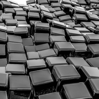 koyu parlak üç boyutlu küpler. arka plan. 3D render