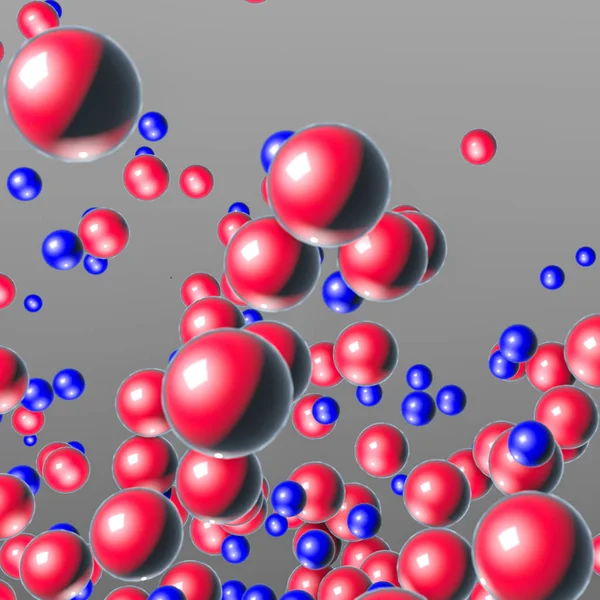 Czerwony Niebieski Kulki Trójwymiarowy Streszczenie Tło Renderowania — Zdjęcie stockowe