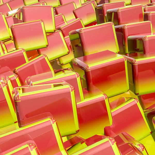 Cubos Tridimensionais Brilhantes Vermelho Alaranjados Fundo Abstrato Renderização — Fotografia de Stock