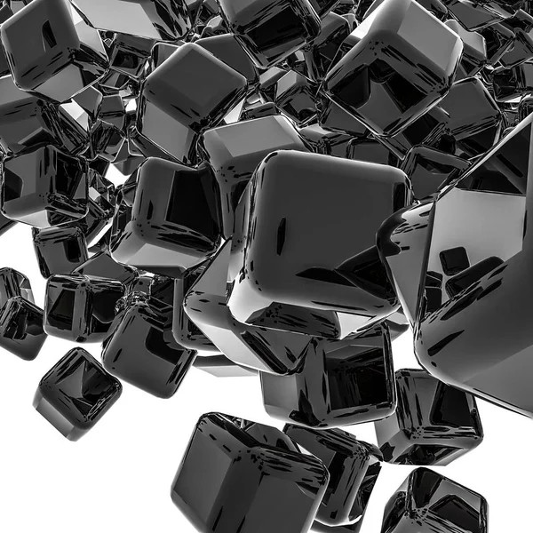 dark glossy three-dimensional cubes. abstract background. 3D rendering