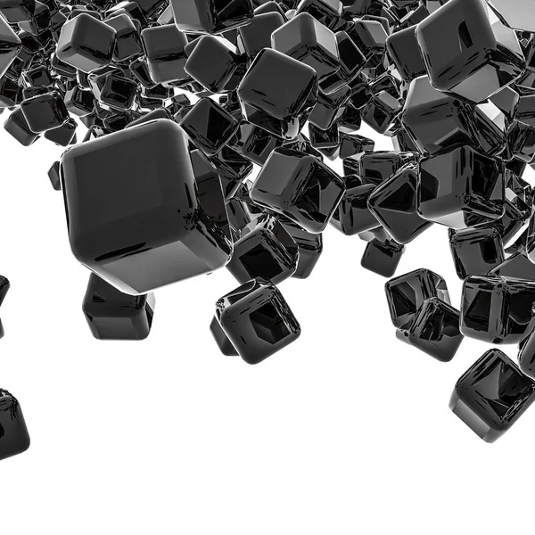 Donkere Glanzende Driedimensionale Kubussen Abstracte Achtergrond Rendering — Stockfoto