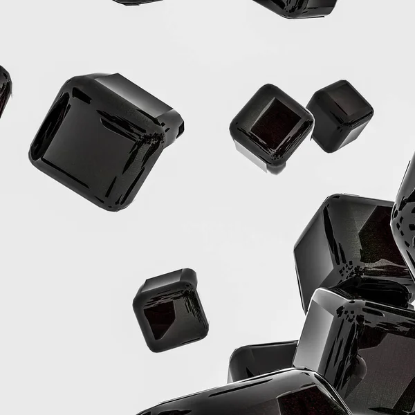 Cubos Tridimensionais Brilhantes Escuros Fundo Abstrato Renderização — Fotografia de Stock