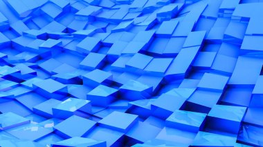 mavi dışbükey üç boyutlu arka plan küpler. soyut resim. 3D render