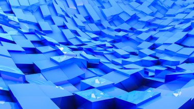 mavi dışbükey üç boyutlu arka plan küpler. soyut resim. 3D render