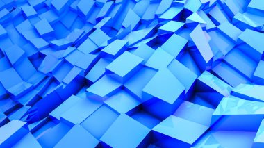 mavi dışbükey üç boyutlu arka plan küpler. soyut resim. 3D render