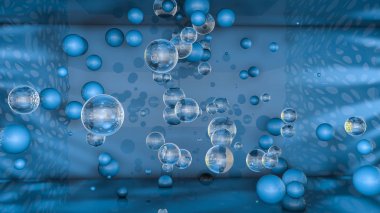 mavi arka plan ile üç boyutlu küreler. 3D render