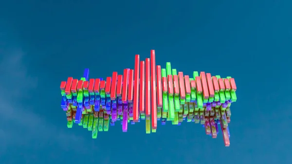 Гистограмма Разноцветных Стеклянных Прямоугольников Голубом Небе Рендеринг — стоковое фото