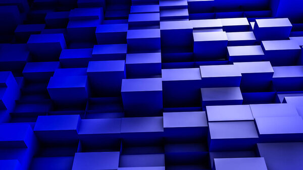Dark blue convex cubes three-dimensional background. abstract illustration. 3d RENDERING