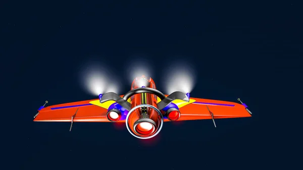 Modelo Tridimensional Avión Interestelar Sobre Fondo Oscuro Renderizado —  Fotos de Stock