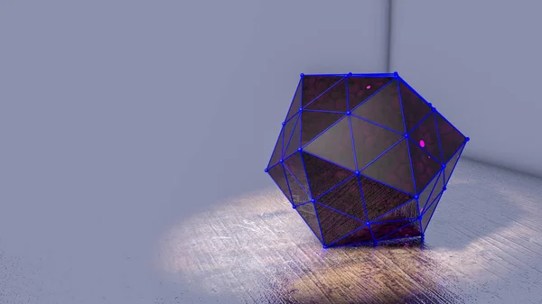 内側にボールの透明の三次元結晶図 レンダリング — ストック写真