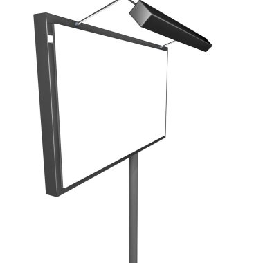 Bir sütunda bir arka ışık ile saf reklam afişi. mockup beyaz zemin üzerinde. 3D render