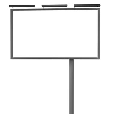 Bir sütunda bir arka ışık ile saf reklam afişi. mockup beyaz zemin üzerinde. 3D render