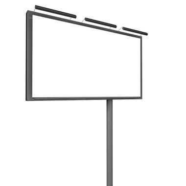 Bir sütunda bir arka ışık ile saf reklam afişi. mockup beyaz zemin üzerinde. 3D render