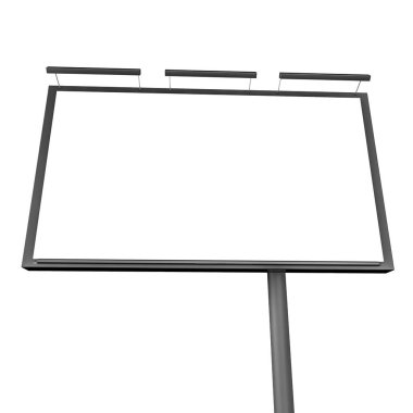 Bir sütunda bir arka ışık ile saf reklam afişi. mockup beyaz zemin üzerinde. 3D render