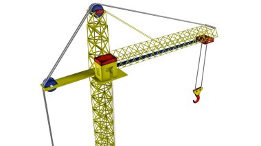 bir oyuncak vinç üç boyutlu modeli. 3D render