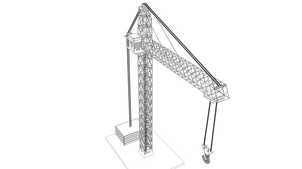 Tredimensionell Modell Crane Svart Månghörniga Mesh Rendering — Stockfoto
