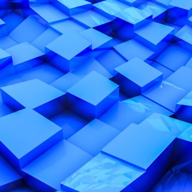 mavi dışbükey üç boyutlu arka plan küpler. soyut resim. 3D render