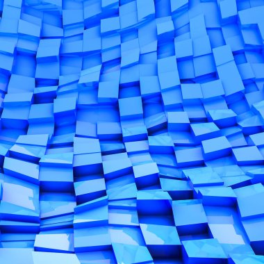mavi dışbükey üç boyutlu arka plan küpler. soyut resim. 3D render