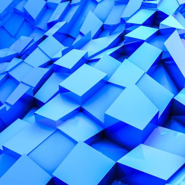 mavi dışbükey üç boyutlu arka plan küpler. soyut resim. 3D render