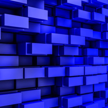 koyu mavi dışbükey üç boyutlu arka plan küpler. soyut resim. 3D render