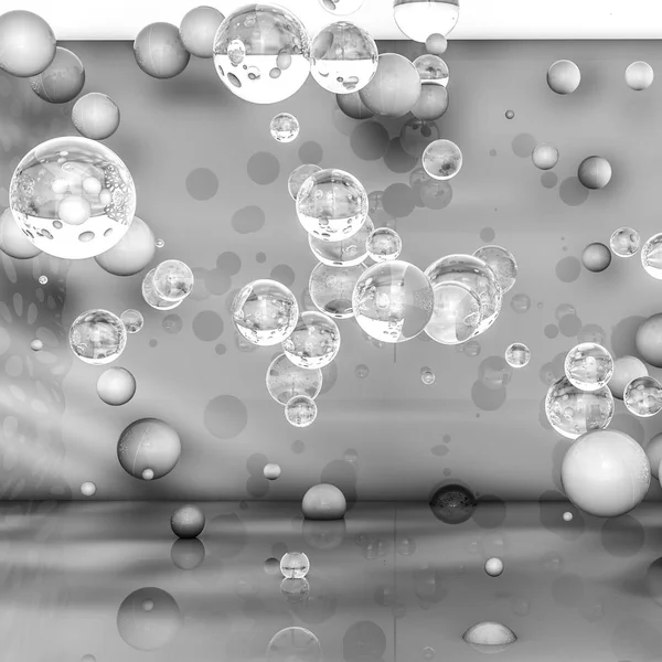 抽象灰色背景与三维球体 — 图库照片
