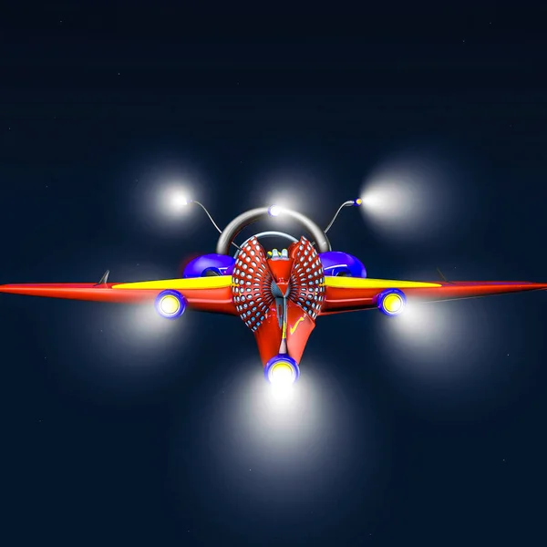 Тривимірна Модель Міжзоряного Літака Темному Тлі Візуалізація — стокове фото