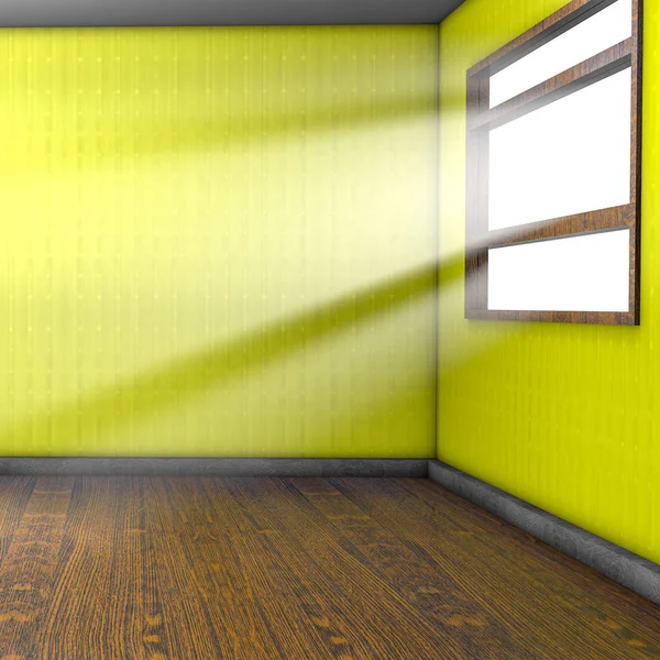 Light Makes Its Way Window Empty Room Rendering — Stock Photo, Image