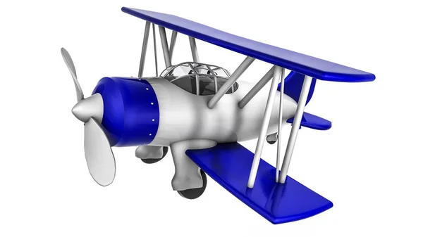 Toy Airplane White Background Plastic Biplane Rendering — Stock Photo, Image