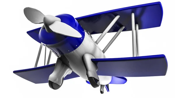 Spielzeugflugzeug Auf Weißem Hintergrund Plastik Doppeldecker Darstellung — Stockfoto