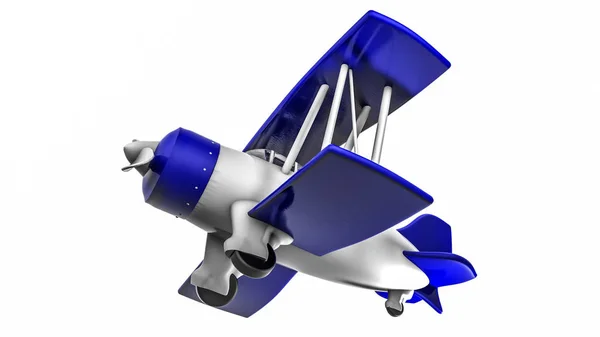 Игрушечный Самолет Белом Фоне Пластиковый Биплан Рендеринг — стоковое фото