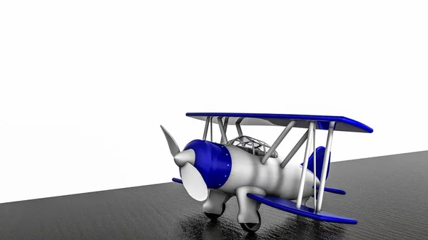 Leksak Flygplan Vit Bakgrund Plast Biplan Rendering — Stockfoto