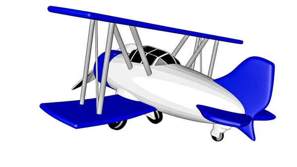 Spielzeugflugzeug Auf Weißem Hintergrund Skizze Doppeldecker Darstellung — Stockfoto