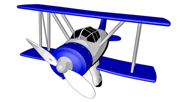 Toy Airplane White Background Sketch Biplane Rendering — Stock Photo, Image
