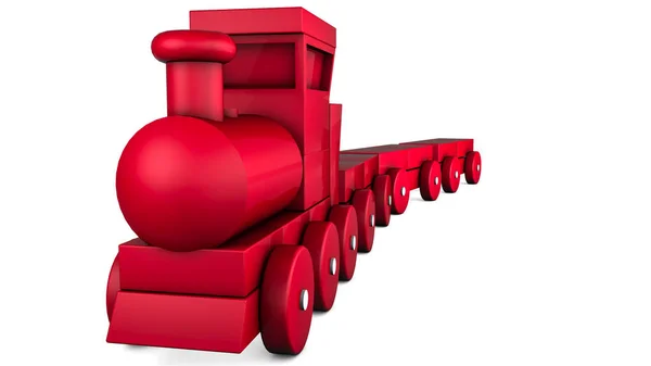 Train Plastique Rouge Avec Wagons Jouet Pour Enfants Illustration Sur — Photo