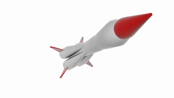 Модель Пластикової Ракети Білому Тлі Візуалізація — стокове фото