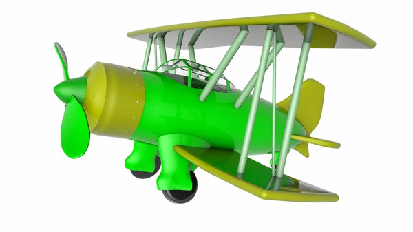 Plastic Model Toy Biplane White Background Rendering — Stock Photo, Image