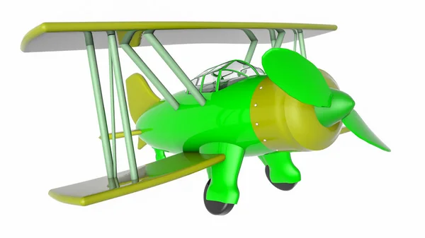 Plastic Model Toy Biplane White Background Rendering — Stock Photo, Image