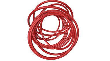 beyaz bir arka plan kırmızı parlak halkalar. 3D render