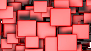 beyaz bir arka plan üzerinde koyu kırmızı parlak küpleri. 3D render