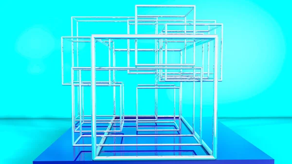 Composición Tridimensional Cubos Huecos Fondo Abstracto Renderizado — Foto de Stock