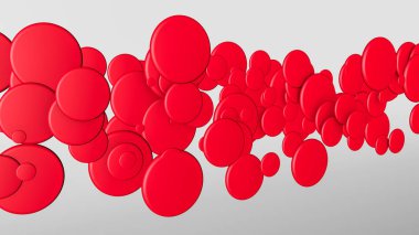 beyaz zemin üzerine kırmızı daireler. üç boyutlu çizim. 3D render