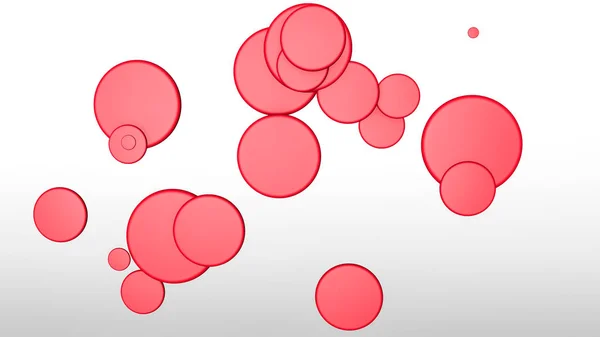 Červené Kruhy Bílém Pozadí Trojrozměrný Obrázek Vykreslování — Stock fotografie